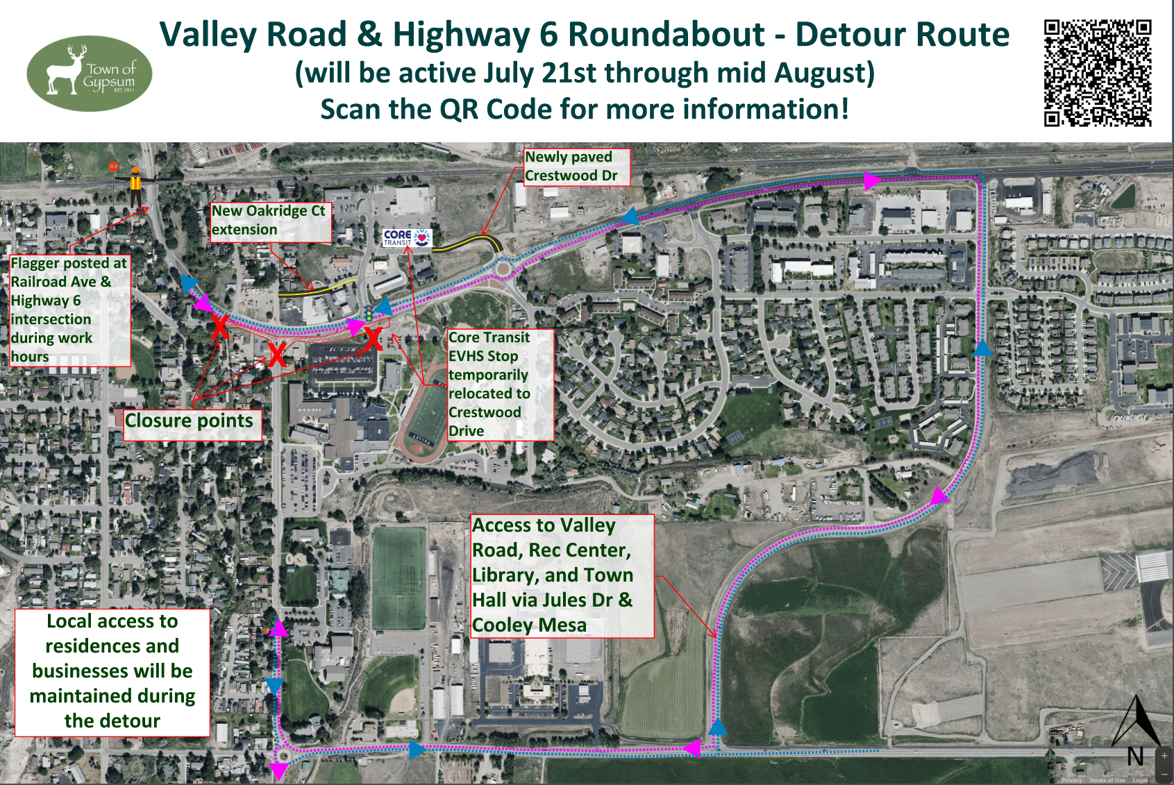 Valley Road and Hwy 6 Roundabout Detour Map Image
